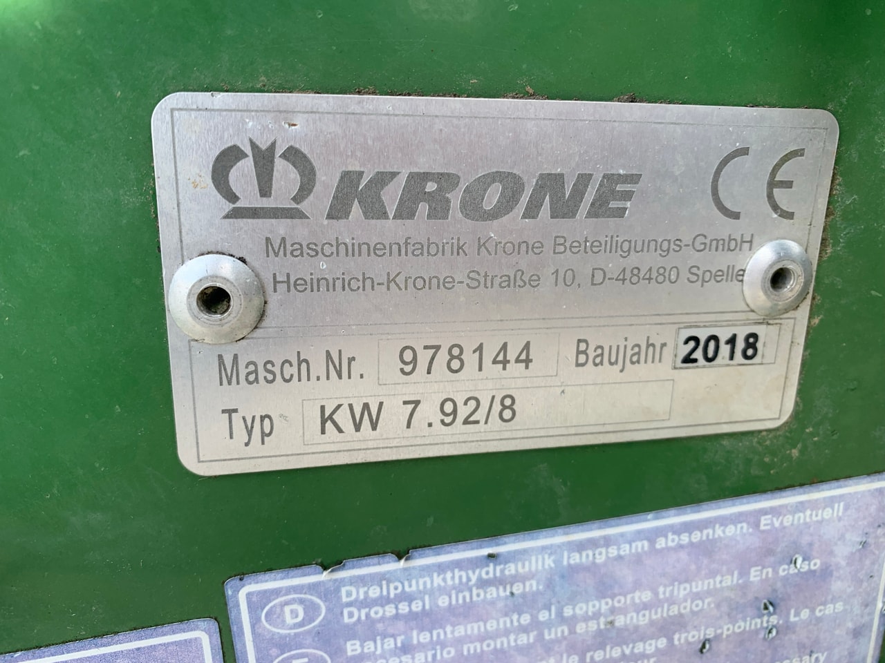 Faneuse KRONE KW 7.92/8 - photo slide 6