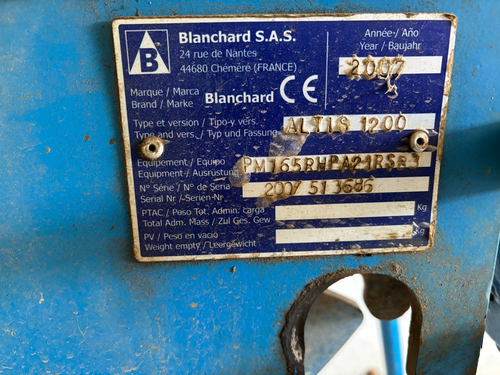 Pulverisateur BLANCHARD ALTIS 1200 - photo slide 6