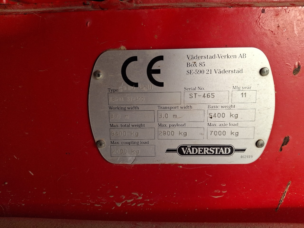 Semoir en ligne VADERSTAD Spirit 400 S - photo slide 4