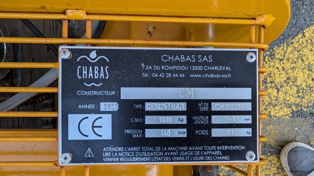 Divers CHABAS ELEVATEUR 3 points Triplex CE 1625 THAD - photo slide 14