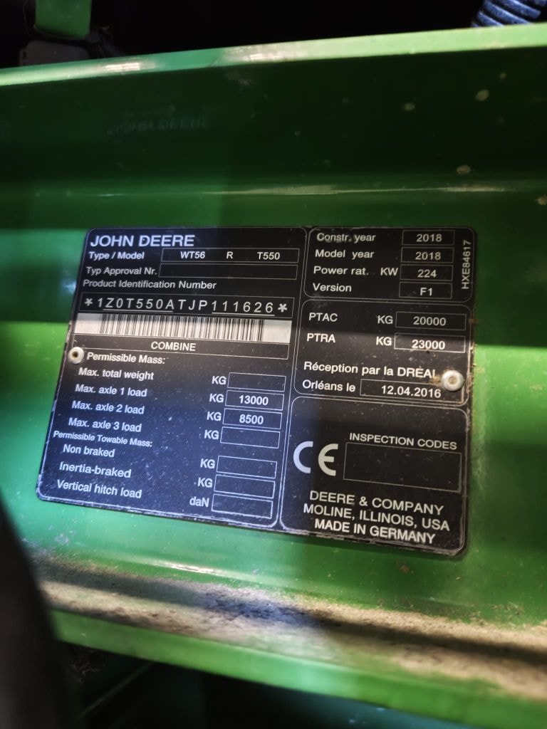 Moissonneuse JOHN DEERE T 550 I - photo slide 7
