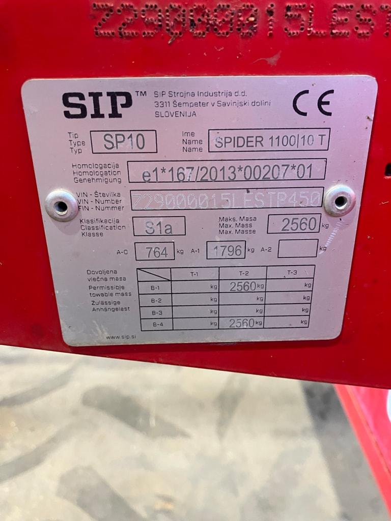 Faneuse SIP SPIDER 1100/10T - photo slide 5