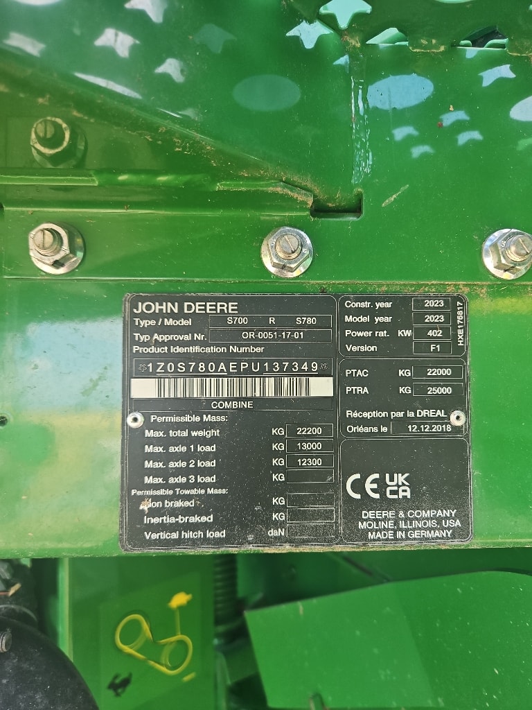 Moissonneuse JOHN DEERE S 780 - photo slide 5