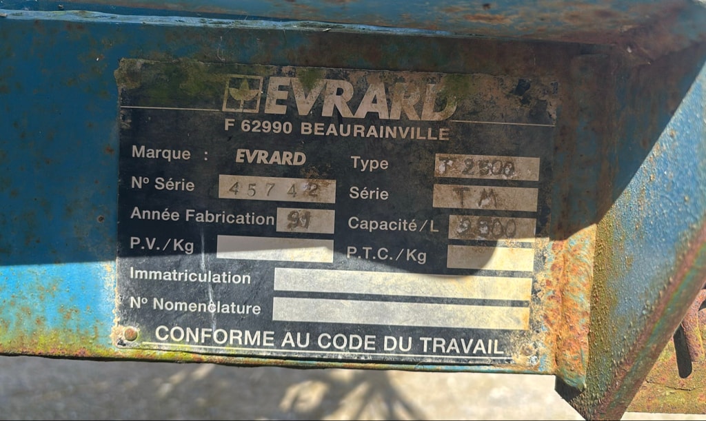 Pulverisateur EVRARD T2500 - photo slide 6