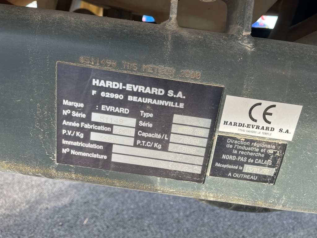 Pulverisateur EVRARD Meteor 2800 Plus - photo slide 8