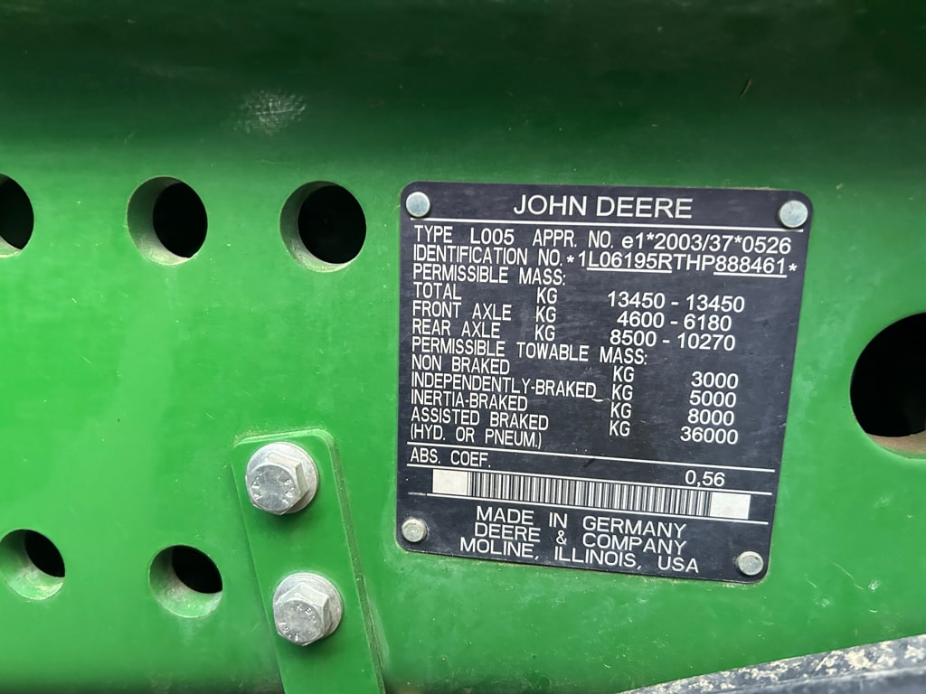Tracteur JOHN DEERE 6195R - photo slide 9
