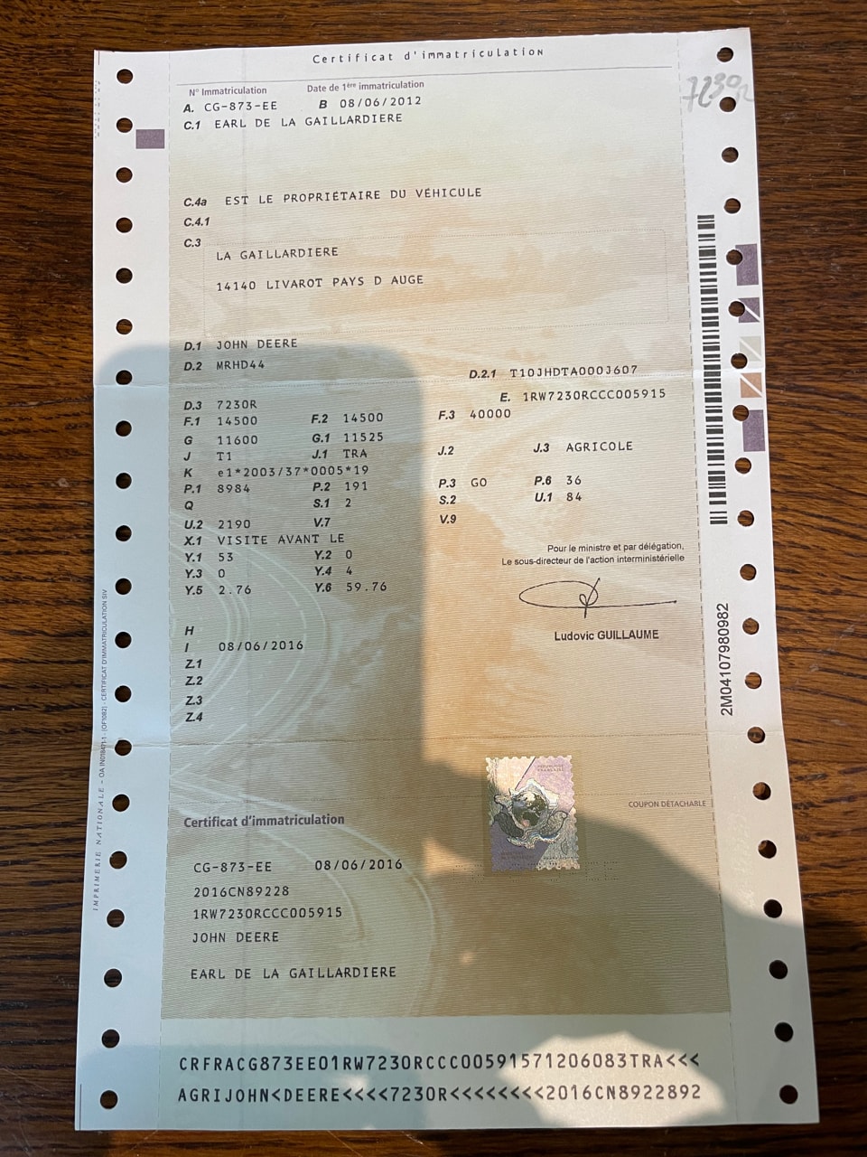 Tracteur JOHN DEERE 7230R 9.0L - photo slide 10